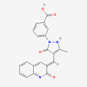 3-[(4E)-3-Methyl-5-oxo-4-[(2-oxo-1,2-dihydroquinolin-3-YL)methylidene]-4,5-dihydro-1H-pyrazol-1-YL]benzoic acid