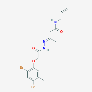 molecular formula C16H19Br2N3O3 B11098771 (3E)-3-{2-[(2,4-dibromo-5-methylphenoxy)acetyl]hydrazinylidene}-N-(prop-2-en-1-yl)butanamide 