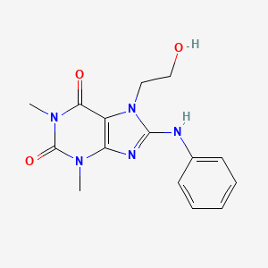 molecular formula C15H17N5O3 B11098806 7-(2-hydroxyethyl)-1,3-dimethyl-8-(phenylamino)-3,7-dihydro-1H-purine-2,6-dione 