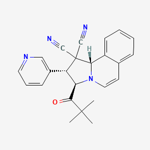 molecular formula C24H22N4O B11098818 (2R,3R,10bS)-3-(2,2-dimethylpropanoyl)-2-(pyridin-3-yl)-2,3-dihydropyrrolo[2,1-a]isoquinoline-1,1(10bH)-dicarbonitrile 