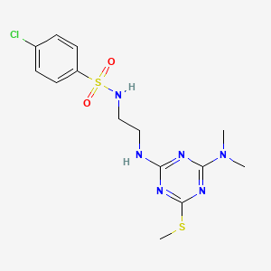 4-chloro-N-(2-{[4-(dimethylamino)-6-(methylsulfanyl)-1,3,5-triazin-2-yl]amino}ethyl)benzenesulfonamide