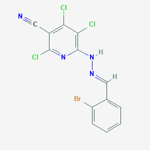 3-Pyridinecarbonitrile, 6-[[(2-bromophenyl)methylene]hydrazino]-2,4,5-trichloro-