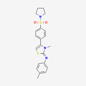 molecular formula C21H23N3O2S2 B11098879 4-methyl-N-[(2Z)-3-methyl-4-[4-(pyrrolidin-1-ylsulfonyl)phenyl]-1,3-thiazol-2(3H)-ylidene]aniline 