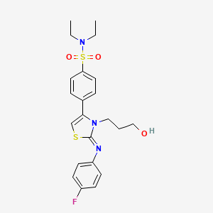 N,N-diethyl-4-[(2Z)-2-[(4-fluorophenyl)imino]-3-(3-hydroxypropyl)-2,3-dihydro-1,3-thiazol-4-yl]benzenesulfonamide