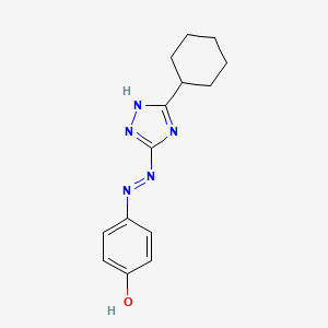 molecular formula C14H17N5O B11098924 4-[(E)-(3-cyclohexyl-1H-1,2,4-triazol-5-yl)diazenyl]phenol 