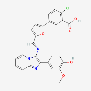 2-chloro-5-[5-[(E)-[2-(4-hydroxy-3-methoxy-phenyl)imidazo[1,2-a]pyridin-3-yl]iminomethyl]-2-furyl]benzoic acid