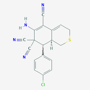 molecular formula C18H13ClN4S B11098950 (8R,8aS)-6-amino-8-(4-chlorophenyl)-8,8a-dihydro-1H-isothiochromene-5,7,7(3H)-tricarbonitrile 