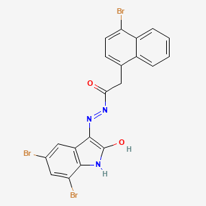 2-(4-bromonaphthalen-1-yl)-N'-[(3E)-5,7-dibromo-2-oxo-1,2-dihydro-3H-indol-3-ylidene]acetohydrazide