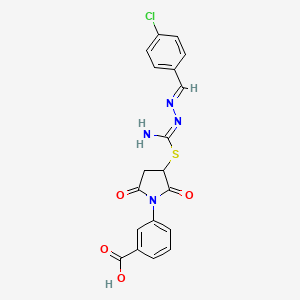 3-[3-({[(2E)-2-(4-chlorobenzylidene)hydrazinyl](imino)methyl}sulfanyl)-2,5-dioxopyrrolidin-1-yl]benzoic acid