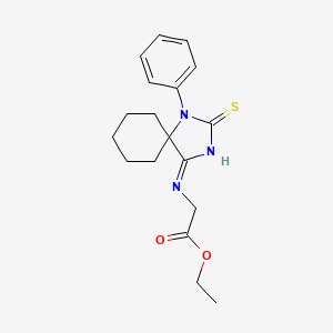 Ethyl 2-[(1-phenyl-2-thioxo-1,3-diazaspiro[4.5]dec-4-yliden)amino]acetate