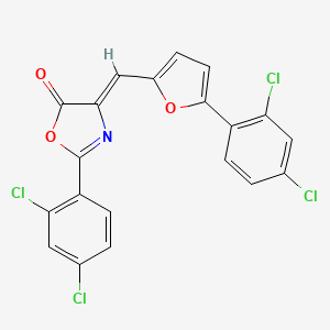 molecular formula C20H9Cl4NO3 B11099073 (4Z)-2-(2,4-dichlorophenyl)-4-{[5-(2,4-dichlorophenyl)furan-2-yl]methylidene}-1,3-oxazol-5(4H)-one 