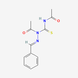 molecular formula C12H13N3O2S B11099154 N-{[(2E)-1-acetyl-2-benzylidenehydrazinyl]carbonothioyl}acetamide 