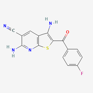 molecular formula C15H9FN4OS B11099183 3,6-Diamino-2-(4-fluorobenzoyl)thieno[2,3-b]pyridine-5-carbonitrile 