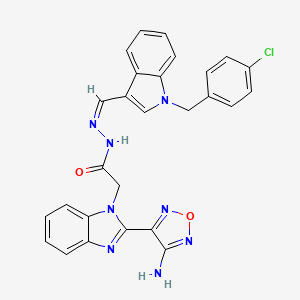 molecular formula C27H21ClN8O2 B11099207 2-[2-(4-amino-1,2,5-oxadiazol-3-yl)-1H-benzimidazol-1-yl]-N'-{(Z)-[1-(4-chlorobenzyl)-1H-indol-3-yl]methylidene}acetohydrazide 