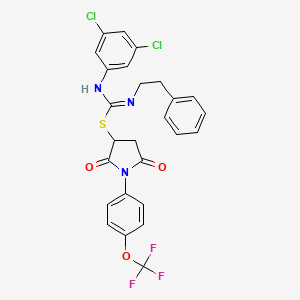 2,5-dioxo-1-[4-(trifluoromethoxy)phenyl]pyrrolidin-3-yl N'-(3,5-dichlorophenyl)-N-(2-phenylethyl)carbamimidothioate