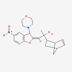 molecular formula C22H26N2O5 B11099240 (1E)-2-(bicyclo[2.2.1]hept-5-en-2-yl)-1-[3-(morpholin-4-yl)-5-nitro-1-benzofuran-2(3H)-ylidene]propan-2-ol 