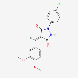 (4E)-1-(4-chlorophenyl)-4-(3,4-dimethoxybenzylidene)pyrazolidine-3,5-dione