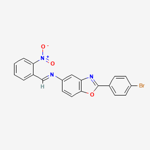 molecular formula C20H12BrN3O3 B11099307 2-(4-bromophenyl)-N-[(E)-(2-nitrophenyl)methylidene]-1,3-benzoxazol-5-amine 