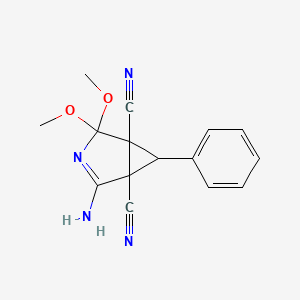 molecular formula C15H14N4O2 B11099320 2-Amino-4,4-dimethoxy-6-phenyl-3-azabicyclo[3.1.0]hex-2-ene-1,5-dicarbonitrile 