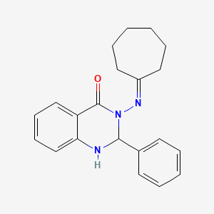 molecular formula C21H23N3O B11099335 3-(cycloheptylideneamino)-2-phenyl-2,3-dihydroquinazolin-4(1H)-one 