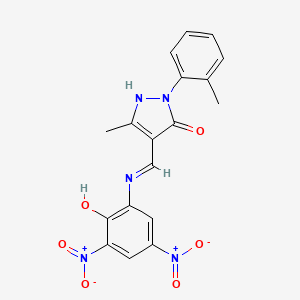 (4E)-4-{[(2-hydroxy-3,5-dinitrophenyl)amino]methylidene}-5-methyl-2-(2-methylphenyl)-2,4-dihydro-3H-pyrazol-3-one