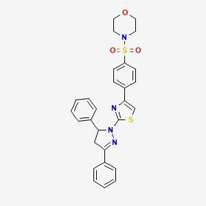 molecular formula C28H26N4O3S2 B11099382 4-({4-[2-(3,5-diphenyl-4,5-dihydro-1H-pyrazol-1-yl)-1,3-thiazol-4-yl]phenyl}sulfonyl)morpholine 