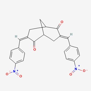 molecular formula C23H18N2O6 B11099391 (3Z,7E)-3,7-bis(4-nitrobenzylidene)bicyclo[3.3.1]nonane-2,6-dione 