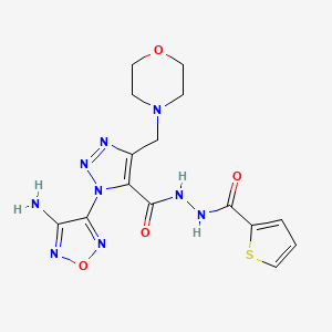 molecular formula C15H17N9O4S B11099400 1-(4-amino-1,2,5-oxadiazol-3-yl)-4-(morpholin-4-ylmethyl)-N'-(thiophen-2-ylcarbonyl)-1H-1,2,3-triazole-5-carbohydrazide 