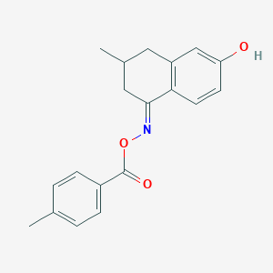 molecular formula C19H19NO3 B11099423 ({[(1E)-6-hydroxy-3-methyl-3,4-dihydronaphthalen-1(2H)-ylidene]amino}oxy)(4-methylphenyl)methanone 