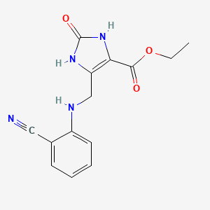 molecular formula C14H14N4O3 B11099432 ethyl 5-[(2-cyanoanilino)methyl]-2-oxo-2,3-dihydro-1H-imidazole-4-carboxylate 