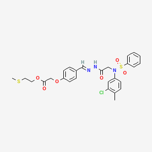 molecular formula C27H28ClN3O6S2 B11099436 2-(Methylsulfanyl)ethyl 2-{4-[((E)-2-{2-[3-chloro-4-methyl(phenylsulfonyl)anilino]acetyl}hydrazono)methyl]phenoxy}acetate 