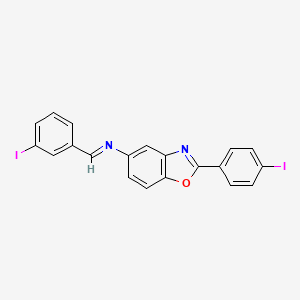 molecular formula C20H12I2N2O B11099454 2-(4-iodophenyl)-N-[(E)-(3-iodophenyl)methylidene]-1,3-benzoxazol-5-amine 