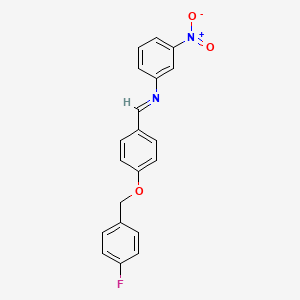 molecular formula C20H15FN2O3 B11099511 N-[(E)-{4-[(4-fluorobenzyl)oxy]phenyl}methylidene]-3-nitroaniline 