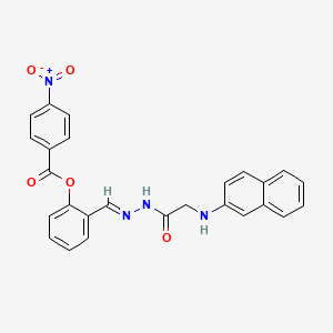 molecular formula C26H20N4O5 B11099546 2-({(E)-2-[2-(2-Naphthylamino)acetyl]hydrazono}methyl)phenyl 4-nitrobenzoate 