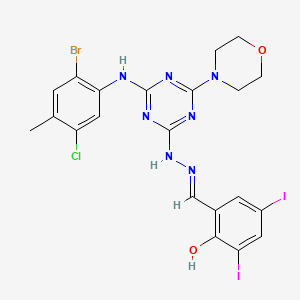 2-Hydroxy-3,5-diiodobenzaldehyde [4-(2-bromo-5-chloro-4-methylanilino)-6-(4-morpholinyl)-1,3,5-triazin-2-yl]hydrazone