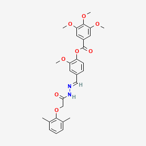 molecular formula C28H30N2O8 B11099581 4-[(E)-{2-[(2,6-dimethylphenoxy)acetyl]hydrazinylidene}methyl]-2-methoxyphenyl 3,4,5-trimethoxybenzoate 