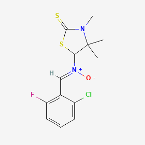 molecular formula C13H14ClFN2OS2 B11099590 5-[(Z)-(2-chloro-6-fluorobenzylidene)(oxido)-lambda~5~-azanyl]-3,4,4-trimethyl-1,3-thiazolidine-2-thione 