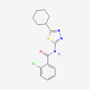 molecular formula C15H16ClN3OS B11099611 2-chloro-N-(5-cyclohexyl-1,3,4-thiadiazol-2-yl)benzamide 