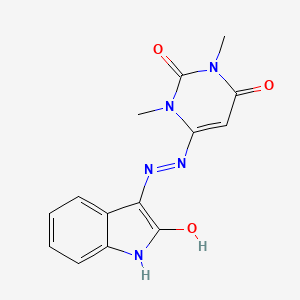 1,3-dimethyl-6-[(2E)-2-(2-oxo-1,2-dihydro-3H-indol-3-ylidene)hydrazinyl]pyrimidine-2,4(1H,3H)-dione