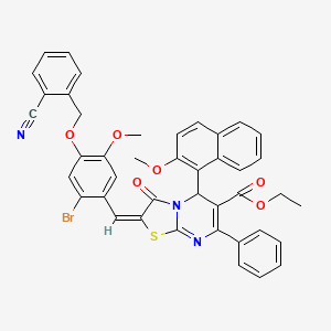 ethyl (2E)-2-{2-bromo-4-[(2-cyanobenzyl)oxy]-5-methoxybenzylidene}-5-(2-methoxynaphthalen-1-yl)-3-oxo-7-phenyl-2,3-dihydro-5H-[1,3]thiazolo[3,2-a]pyrimidine-6-carboxylate