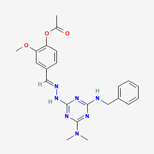 4-[(E)-{2-[4-(benzylamino)-6-(dimethylamino)-1,3,5-triazin-2-yl]hydrazinylidene}methyl]-2-methoxyphenyl acetate