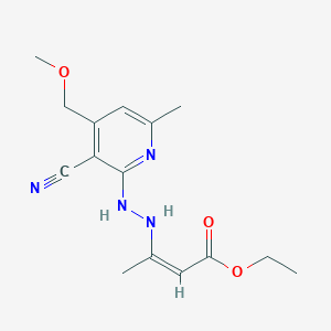 ethyl (2Z)-3-{2-[3-cyano-4-(methoxymethyl)-6-methylpyridin-2-yl]hydrazinyl}but-2-enoate