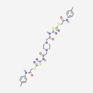 2,2'-piperazine-1,4-diylbis{N-[5-({2-[(4-methylphenyl)amino]-2-oxoethyl}sulfanyl)-1,3,4-thiadiazol-2-yl]acetamide}