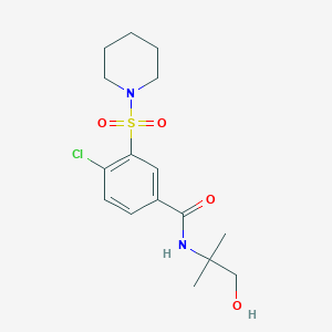 4-chloro-N-(1-hydroxy-2-methylpropan-2-yl)-3-(piperidin-1-ylsulfonyl)benzamide