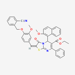 ethyl (2E)-2-{4-[(2-cyanobenzyl)oxy]-3-methoxybenzylidene}-5-(2-methoxynaphthalen-1-yl)-3-oxo-7-phenyl-2,3-dihydro-5H-[1,3]thiazolo[3,2-a]pyrimidine-6-carboxylate