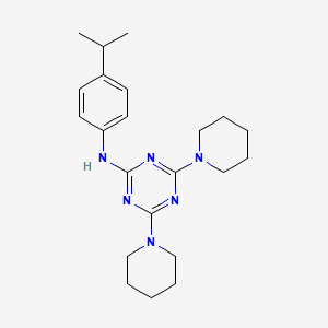 4,6-di(piperidin-1-yl)-N-[4-(propan-2-yl)phenyl]-1,3,5-triazin-2-amine