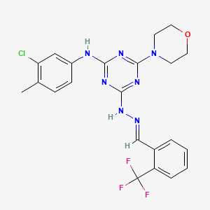 molecular formula C22H21ClF3N7O B11099802 N-(3-chloro-4-methylphenyl)-4-(morpholin-4-yl)-6-{(2E)-2-[2-(trifluoromethyl)benzylidene]hydrazinyl}-1,3,5-triazin-2-amine 