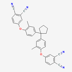 molecular formula C35H26N4O2 B11099849 2-Cyano-4-(4-{1-[4-(3,4-dicyanophenoxy)-3-methylphenyl]cyclopentyl}-2-methylphenoxy)phenyl cyanide 