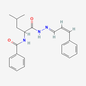 Pentanoic acid, 2-benzamido-4-methyl-, N'-cinnamylidenehydrazide