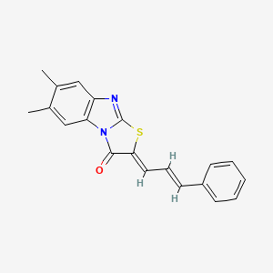 molecular formula C20H16N2OS B11099936 (2Z)-6,7-dimethyl-2-[(2E)-3-phenylprop-2-en-1-ylidene][1,3]thiazolo[3,2-a]benzimidazol-3(2H)-one 